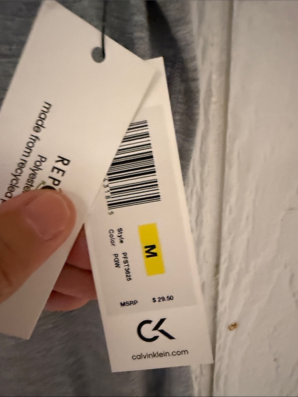 Calvin Klein Gray Heather Short Sleeve Tee with White CALVIN Logo - Picture 4 of 4
